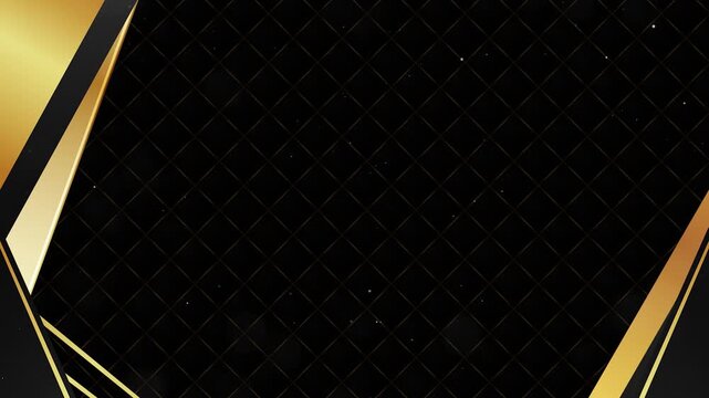 Luxury Black and Gold Background Animation with Geometric Pattern and Metallic Frame. Premium Corporate Motion Design