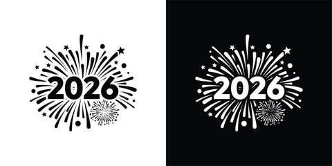 2026 New Year Fireworks Explosion Celebration Vector Icon