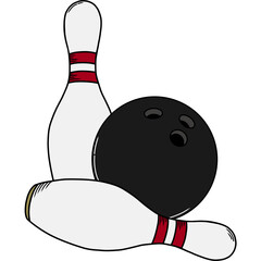 bowling ball and pins