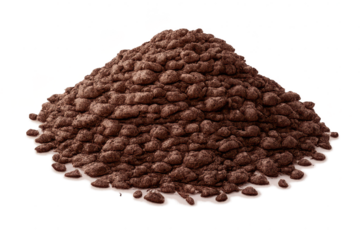 Heap of soil, pile of dirt with a transparent background, chocolate color.