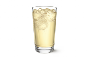 Refreshing Ginger Ale Beverage with Ice Cubes and transparent background