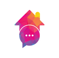 Chat home vector logo design. Speak home logo design template.