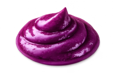 Purple frosting swirl on a transparent background with smooth texture.