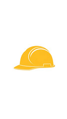 A yellow hard hat with white detailing is depicted in a profile view against a white background