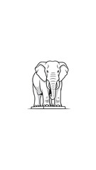 Minimalist line art of an elephant with large ears and a trunk, on a simple base