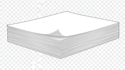 Stack of white papers, some curved upwards at the top, with visible page lines