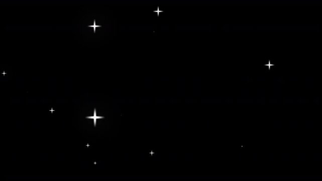 plain scrolling horizontal left to right starfield of small simple flashing twinkling cartoon like white stars on a neutral soft pastel gradient background with copy space for titles & graphics 4K