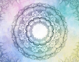 Spiritual Wellness Pastel Mandala with Soft Fade Background for Meditation, Mindfulness, and Holistic Design