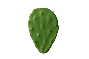 Green prickly pear cactus paddle on transparent background