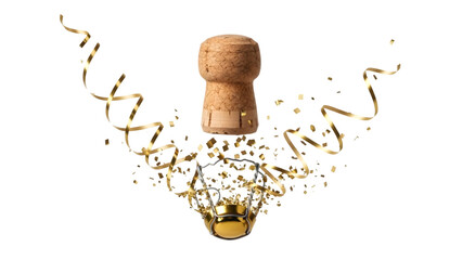 Happy new year celebration with champagne cork and sparklers