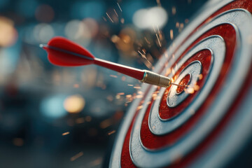 Hitting the target in the digital space demonstrates business success. Suitable for digital marketing concepts.