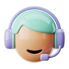 3D Cartoon Head with Headphones and Microphone Pastel Colors avatar icon