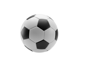 Naklejka premium Hyperrealistic render of a classic soccer ball suspended on a transparent background with studio lighting. Concept for sports advertising