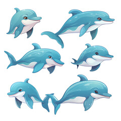 Adorable Dolphin Cartoon Characters Compilation Image