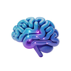 Blue 3D Brain Model with Glowing Circuitry and Lights mind artificial intelligence