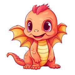 Adorable Dragon Cartoon Sticker Character Illustration