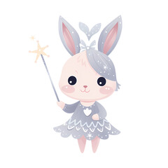 Enchanting Baby Bunny with Royal Magic Wand