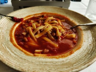 typical Abruzzo dish of sagne and beans