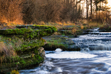 Mossy Limestone Cascades at Vahik&uuml;la Waterfall, Estonia