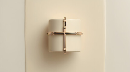 a cross sign embossed on skin color object 