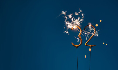 32 years celebration festive background made with Bengal fires in the form of number Thirty two.