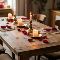 Romantic dinner table setting