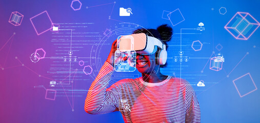 Explore the intersection of technology and security in this vibrant virtual reality scene, emphasizing data privacy and an engaging user experience in a digital world. XDMCP