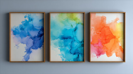 &ldquo;Watercolor Framed Art Set on White Background &ndash; Hand-Painted Wall Decor&rdquo;