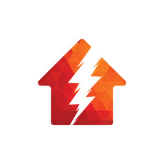 Home thunder logo design. House Power Energy Logo Design Element.