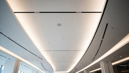 Modern illuminated ceiling architecture with recessed lighting and sleek lines