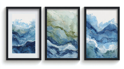 &ldquo;Watercolor Framed Art Set on White Background &ndash; Hand-Painted Wall Decor&rdquo;