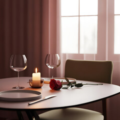 Intimate dinner setting with candlelight