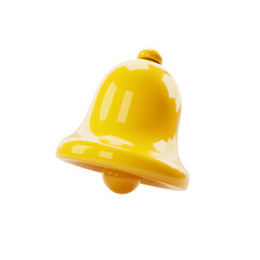 Yellow glossy 3D bell icon with a small knob on a black background notification