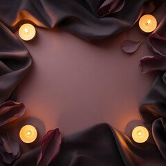 Elegant candle arrangement with dark fabric