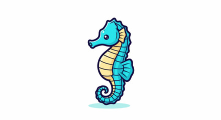 Obraz premium Cute Cartoon Seahorse Illustration.