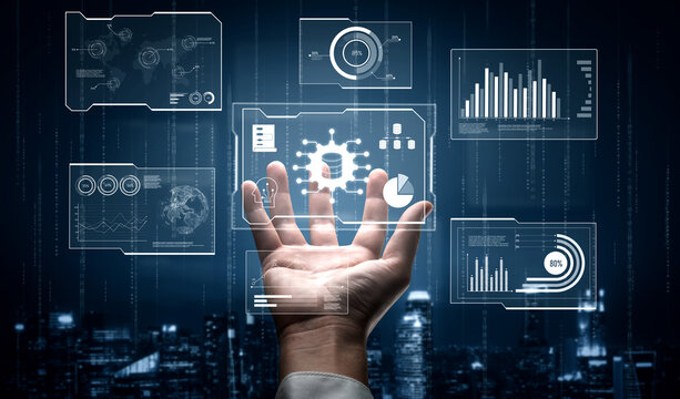 Big data visualization dashboard showing analytics, insights, and performance. Data supports decisions, data reveals trends, data powers analytics, and transforms strategy. Vouch