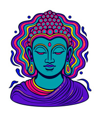Buddha. Vibrant psychedelic vector isolated illustration