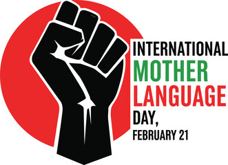 International Mother Language Day Clenched Fist Vector Illustration