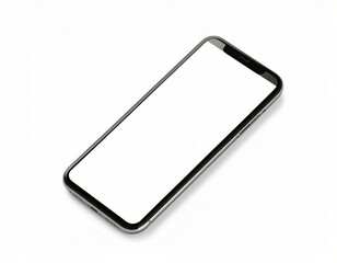 Smartphone with Blank White Screen, No Name Mobile Phone Mockup on White Background