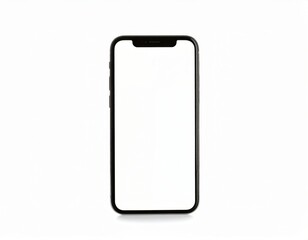 Smartphone with Blank White Screen, No Name Mobile Phone Mockup on White Background