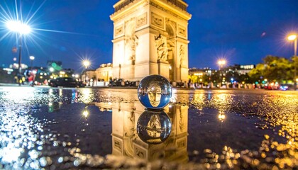 Majestic 2026 Ball Drop Reflection in New York Puddl e at Midnight