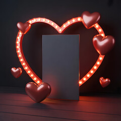 Illuminated heart frame with floating hearts