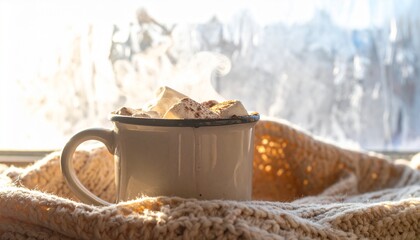 Cozy 2026 Hot Cocoa Mugs Steaming by Window on New Year Morning