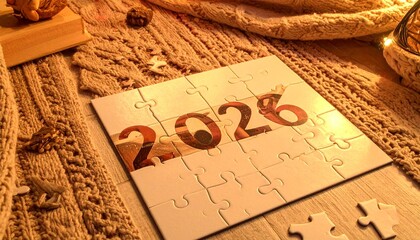 Cozy 2026 Puzzle Completing on New Year Eve Table