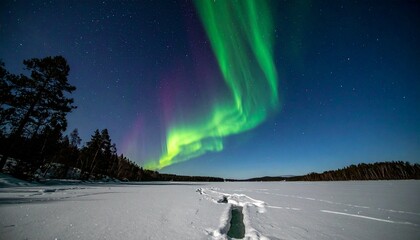Majestic 2026 Aurora Borealis Over Frozen Lake New Year Night