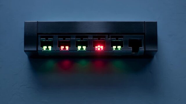 Understanding the functions of LED lights on a network switch in a home setting