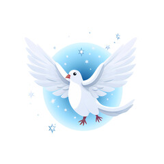 Graceful dove soaring amidst celestial constellations