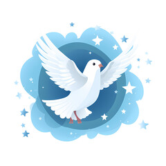 Ethereal Dove Soaring Through Celestial Sky