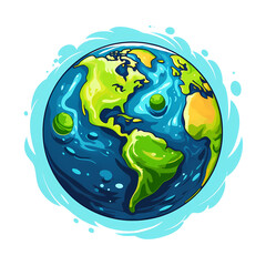 Earth Planet Design Logo Cartoon Illustration