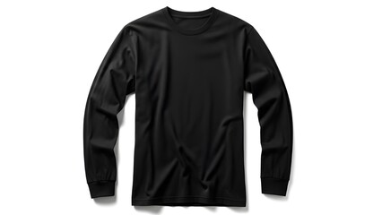 Blank Black Full Sleeve T-Shirt Mockup Front View with Studio Lighting for Advertising